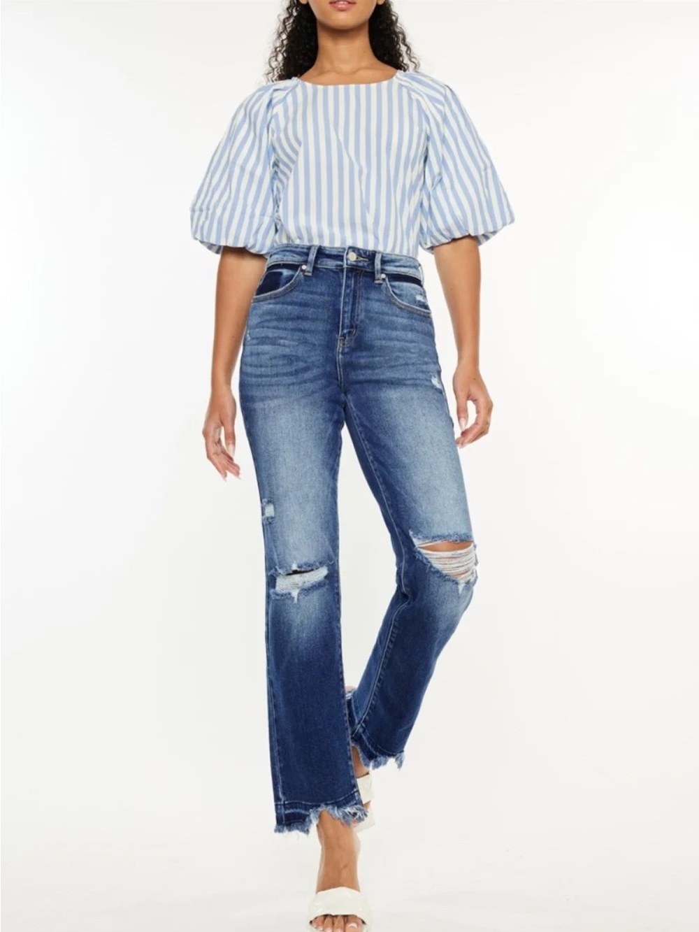 Kancan straight distressed jeans